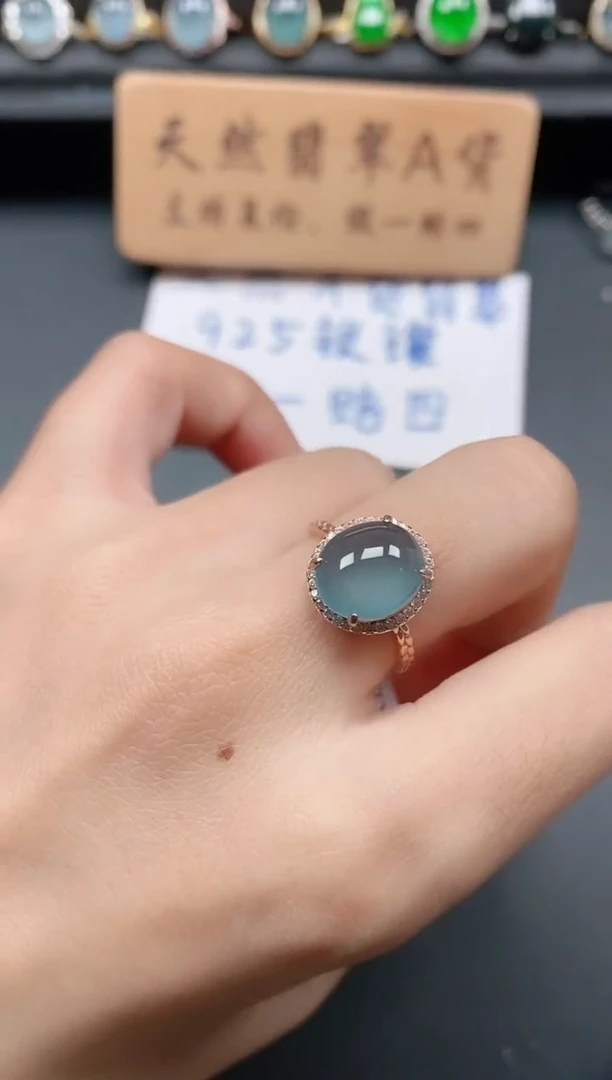 银S925镶嵌戒指翡翠111