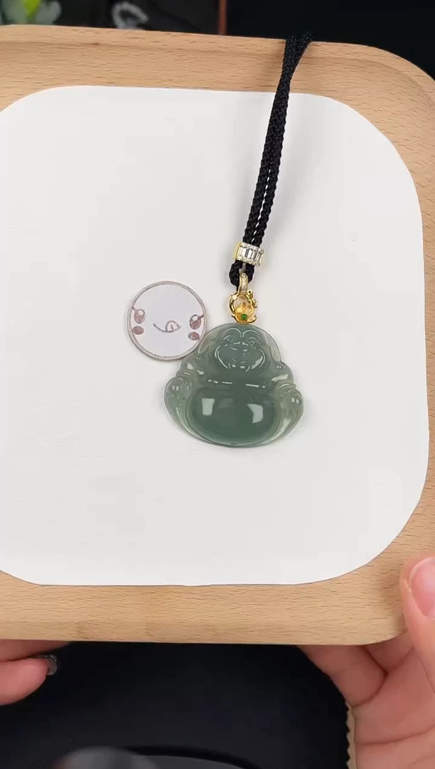 颈饰未镶嵌翡翠LH026翡翠高冰绿中佛