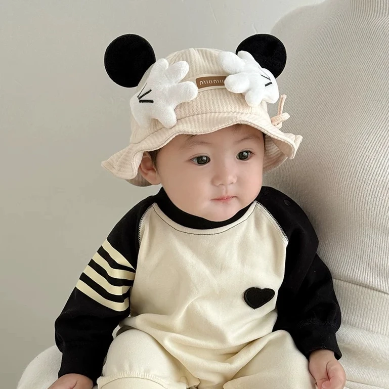 可爱宝宝帽子婴儿秋冬季保暖防风渔夫帽男童女童出游小月龄盆帽潮