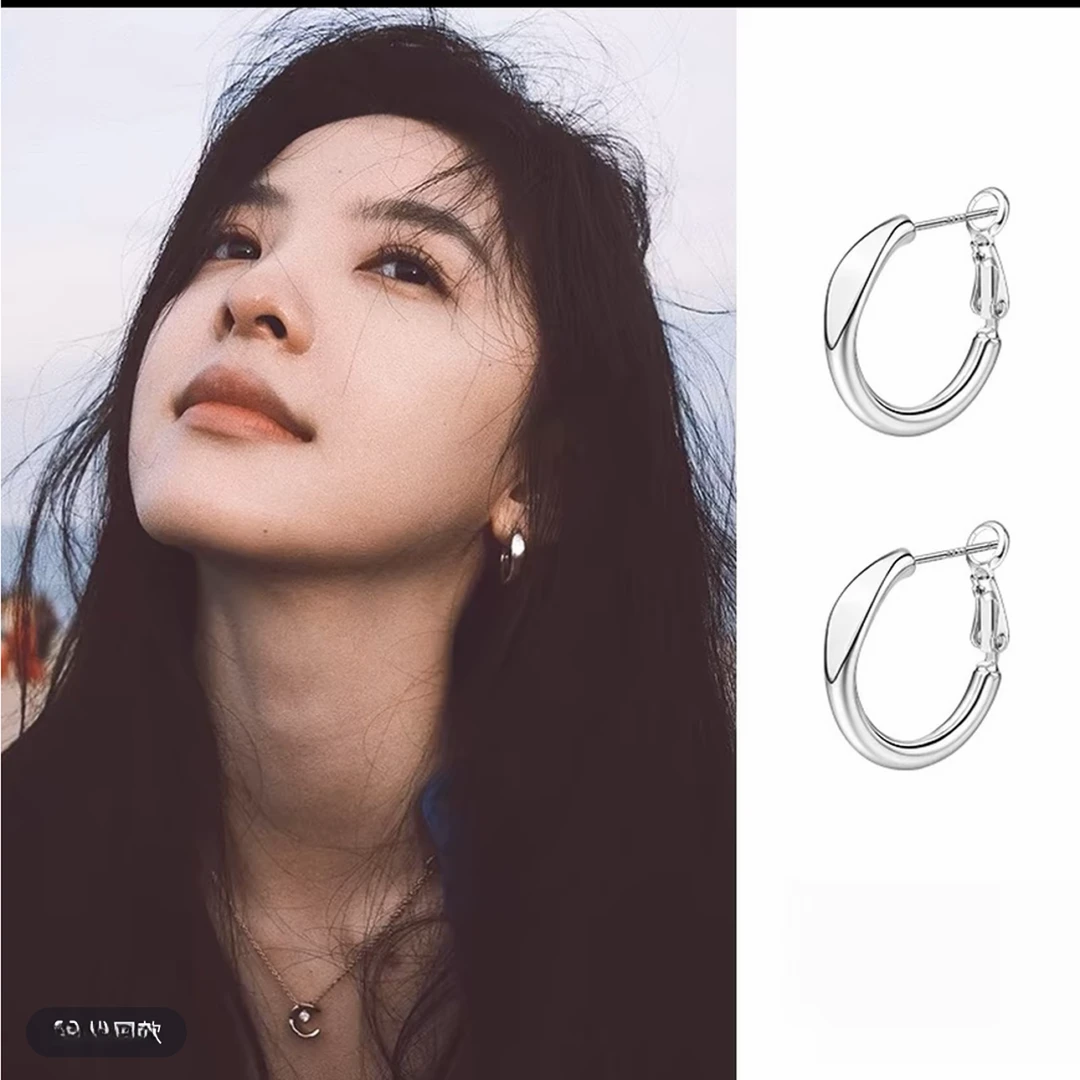 铜合金耳饰 铜合金耳饰章若楠同款通勤新款耳圈小众高级耳扣耳饰