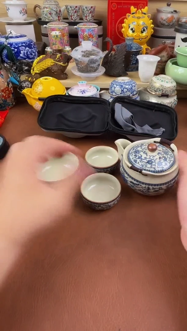 陶瓷茶具摆件旅行套组