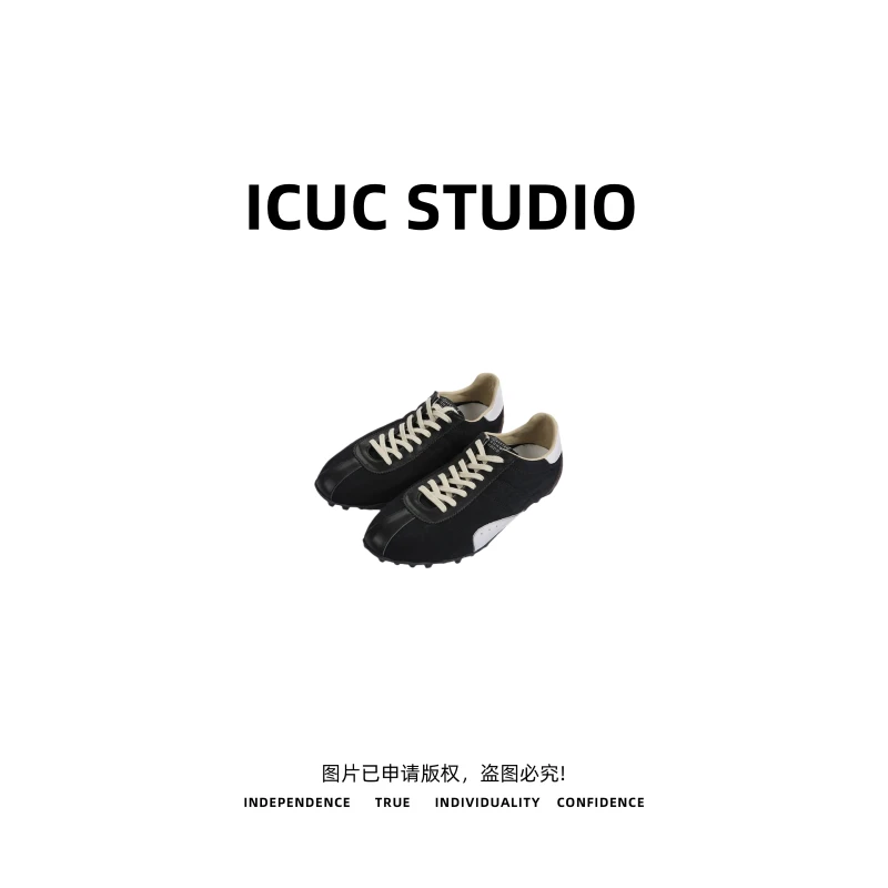 ICUC STUDIO-【时髦马吉】真皮拼接运动日常百搭德训鞋2551-1