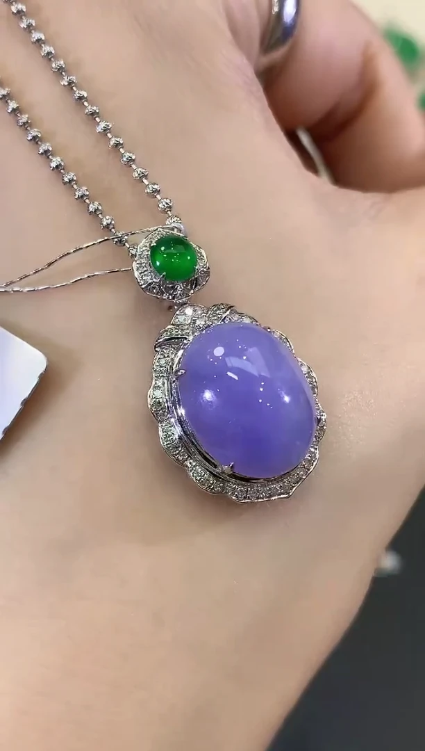 吊坠(不含链)18K金镶嵌翡翠B200 紫货有色差