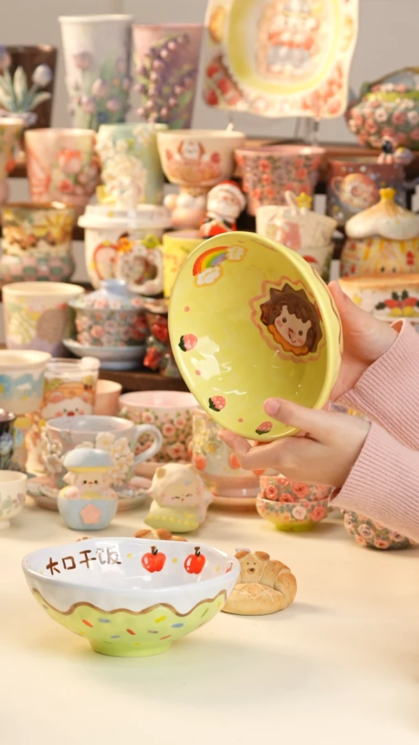 摆件陶景德镇釉下彩手绘设计师款陶瓷