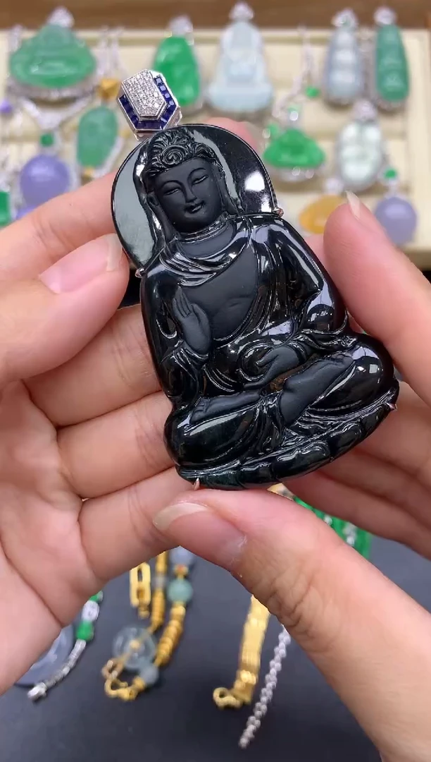 翡翠18K金镶嵌颈饰465-中国好珍宝