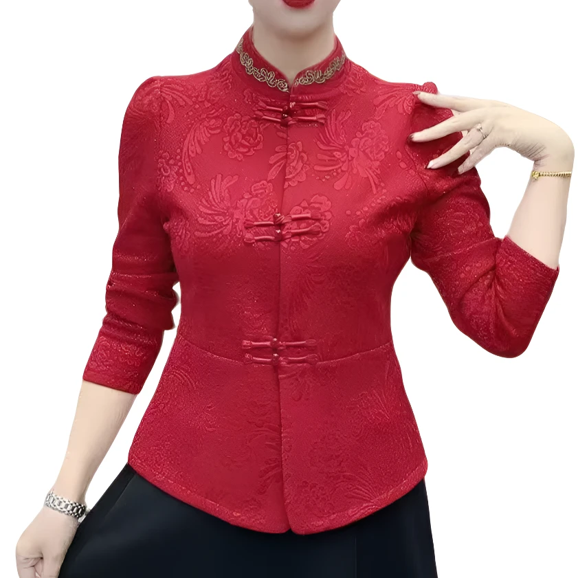 【蛇序呈祥】高端定制加绒款复古旗袍高品质妈妈装小衫（新春限定）