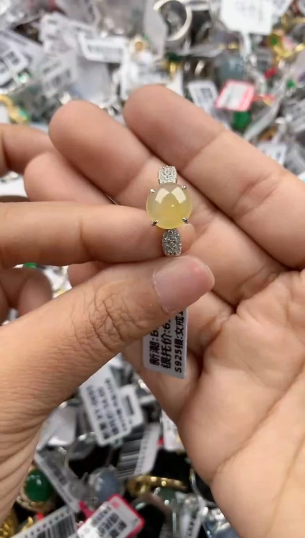 银S925镶嵌戒指翡翠5555----10