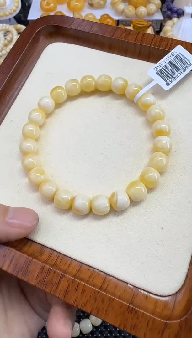 裸石琥珀未镶嵌宝衡 御龙见白超A 奶糯白花毕业 9mm