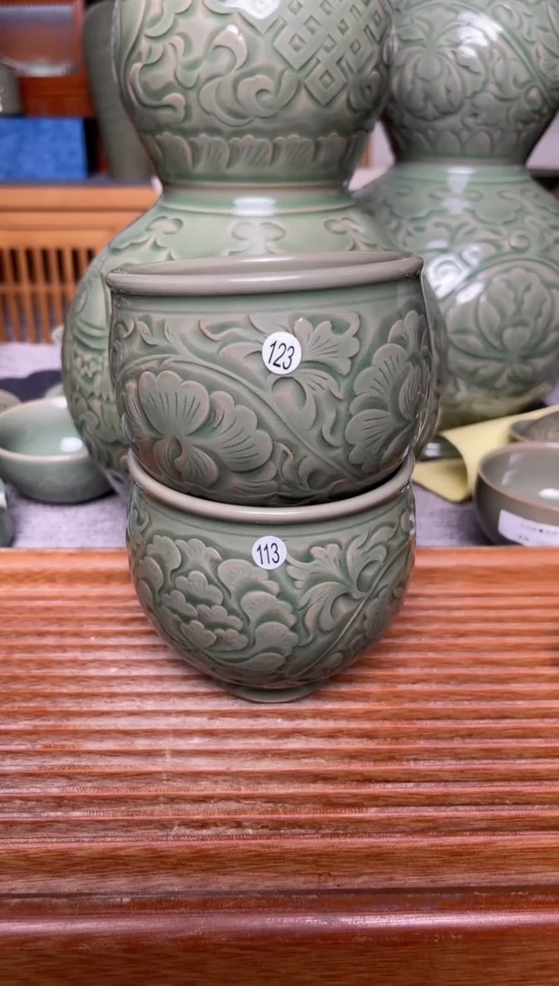 【闪购商品】其他113+123纯手工秘色大缸杯两只