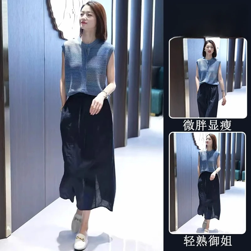 女装2025新款夏装欧货时尚洋气小众不撞款无袖上衣半身裙两件套装