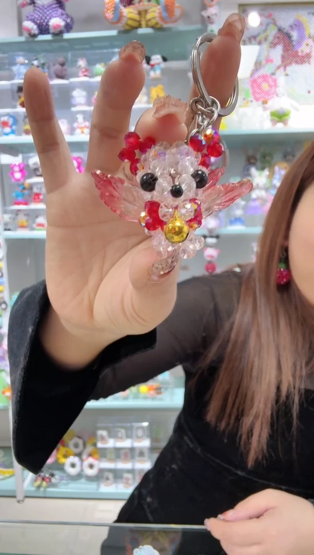 玻璃0933卡6水晶天使熊材料包1套大红色