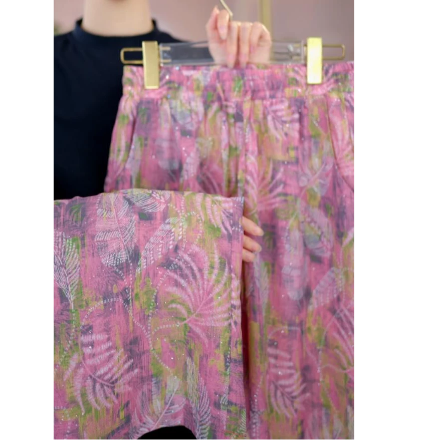 【轻奢高定】夏季重工烫钻阔腿直筒裤气质休闲印花女士百搭时尚11