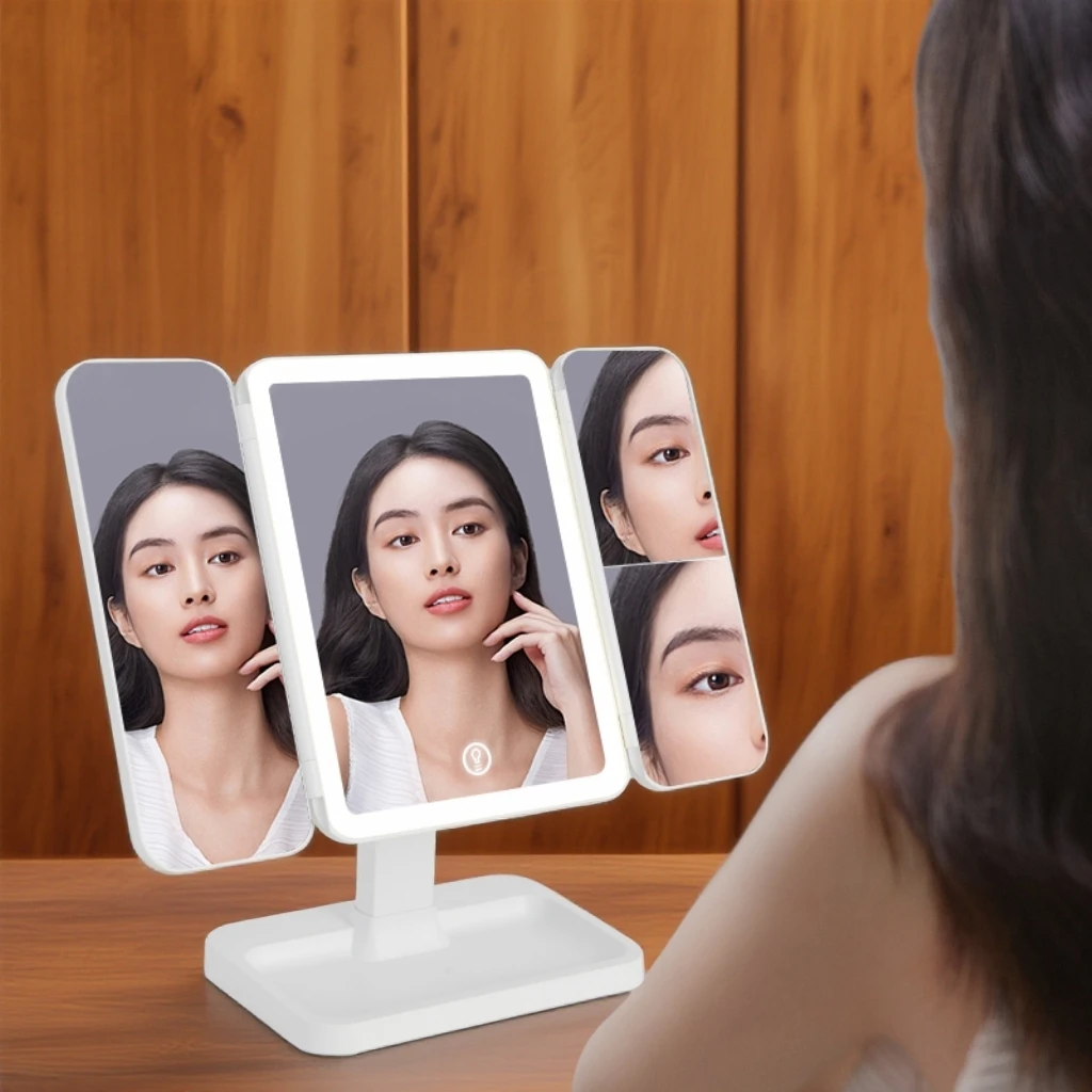 无品牌欧登LED灯化妆镜台式智能日光送女生高级礼物三色变光无极