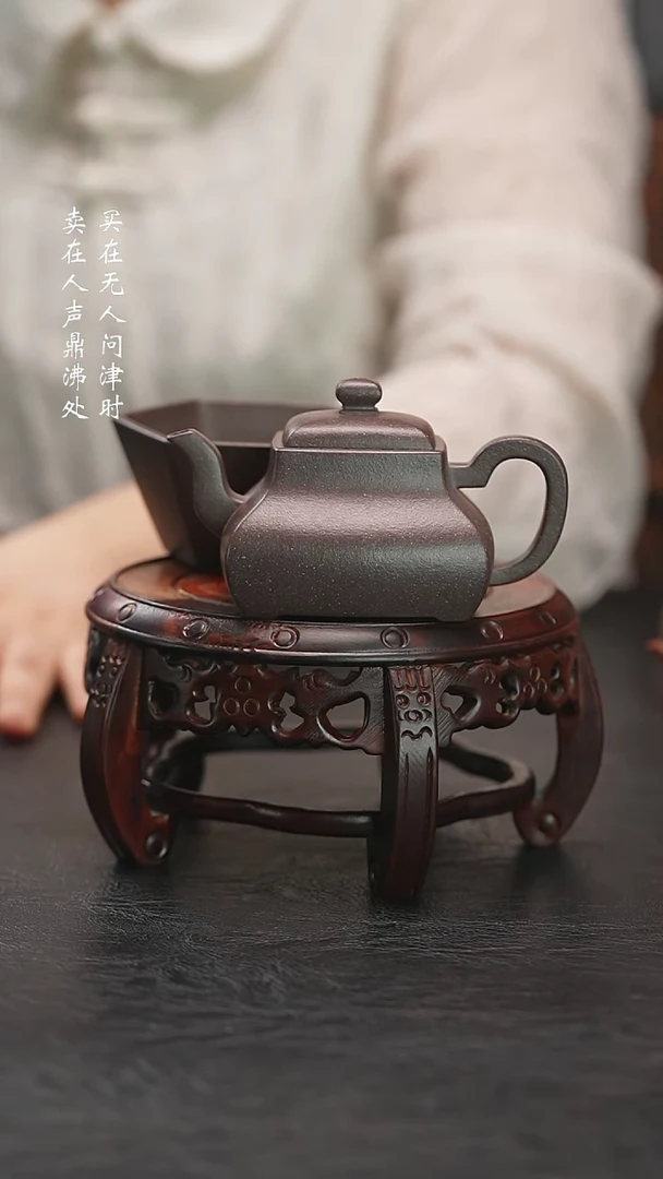 茶壶紫砂拾珍堂黑墩头花块