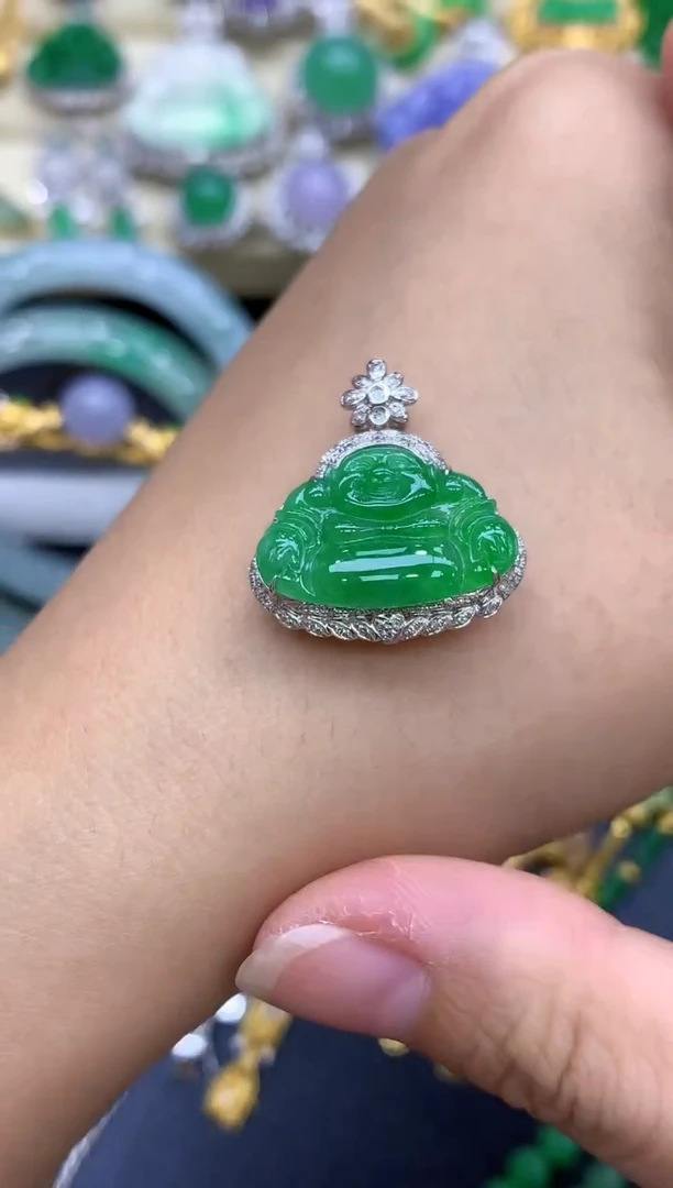 颈饰18K金镶嵌翡翠269-中国好珍宝