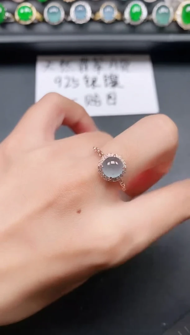 翡翠戒指银S925镶嵌111
