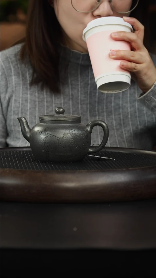 茶壶紫砂32 黄飞 柴烧天青 平盖莲子