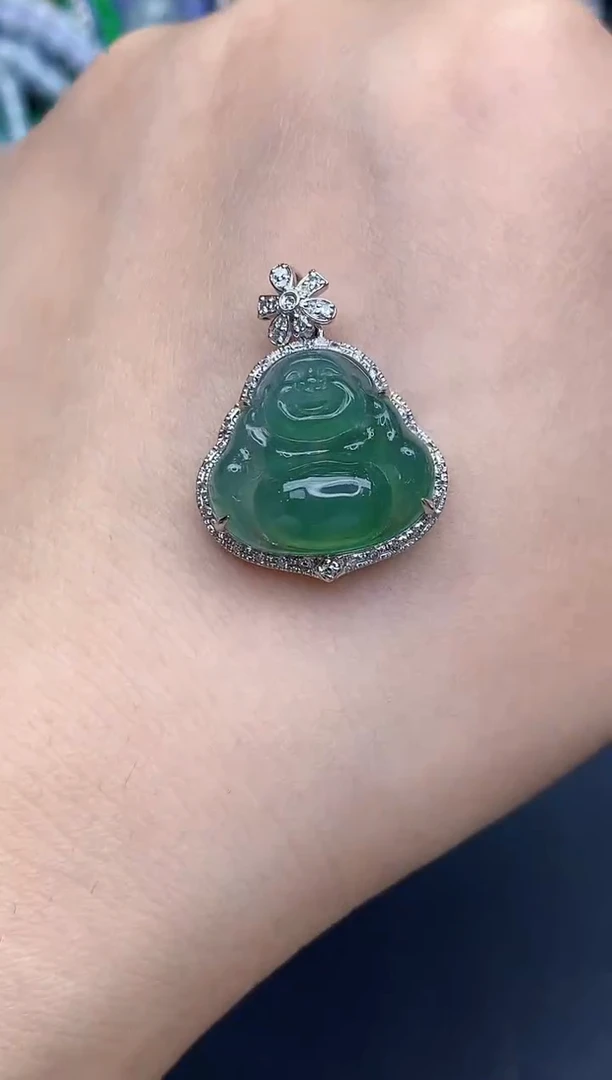 颈饰18K金镶嵌翡翠422-春日珠宝