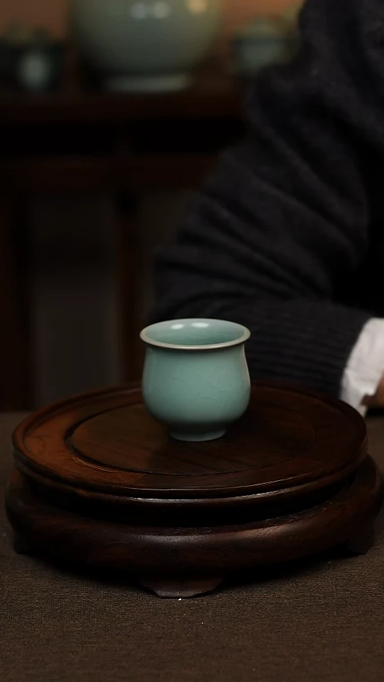 瓷片仿古釉全手工玉兰杯70ml 微瑕 不带礼盒