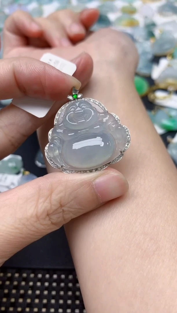 颈饰18K金镶嵌翡翠天然缅甸A货翡翠