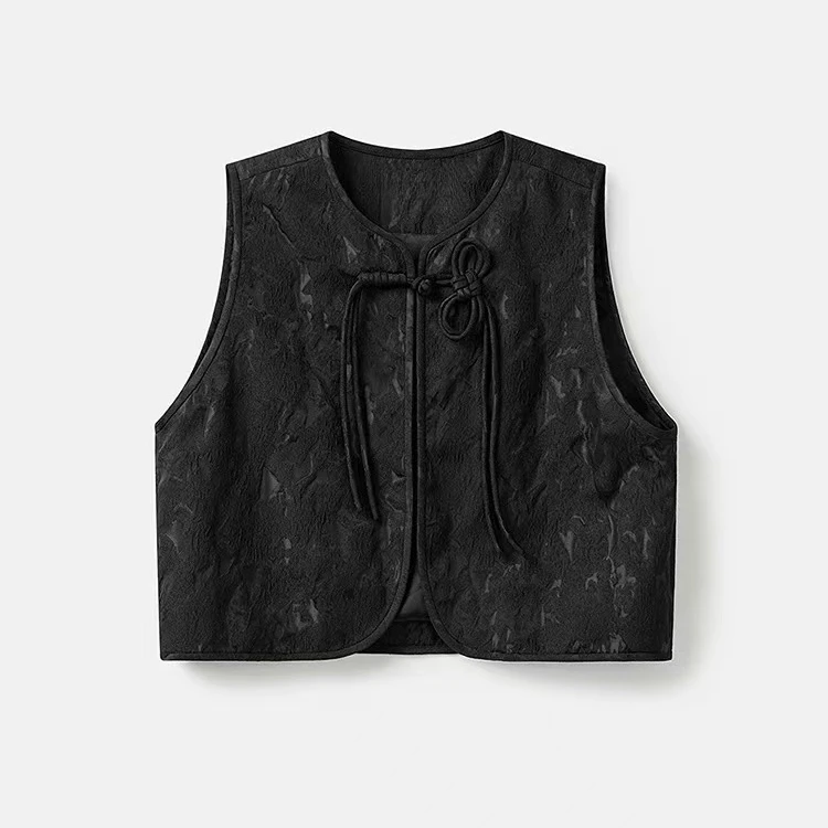【】新中式国风黑色提花马甲背心 8183