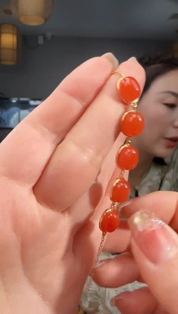 银S925镶嵌手链南红玛瑙1