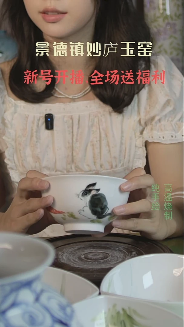 盘妙庐玉窑高温手绘餐具