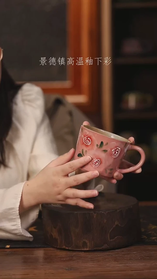 陶瓷景德镇高温釉下手绘陶瓷@L407@
