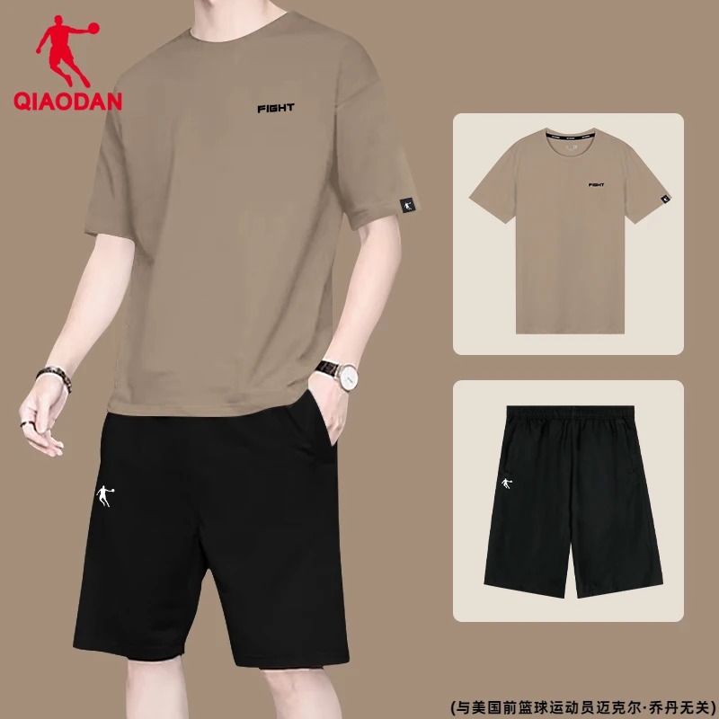 乔丹运动套装男夏季薄款官方旗舰透气短袖健身短裤跑步男生一整套