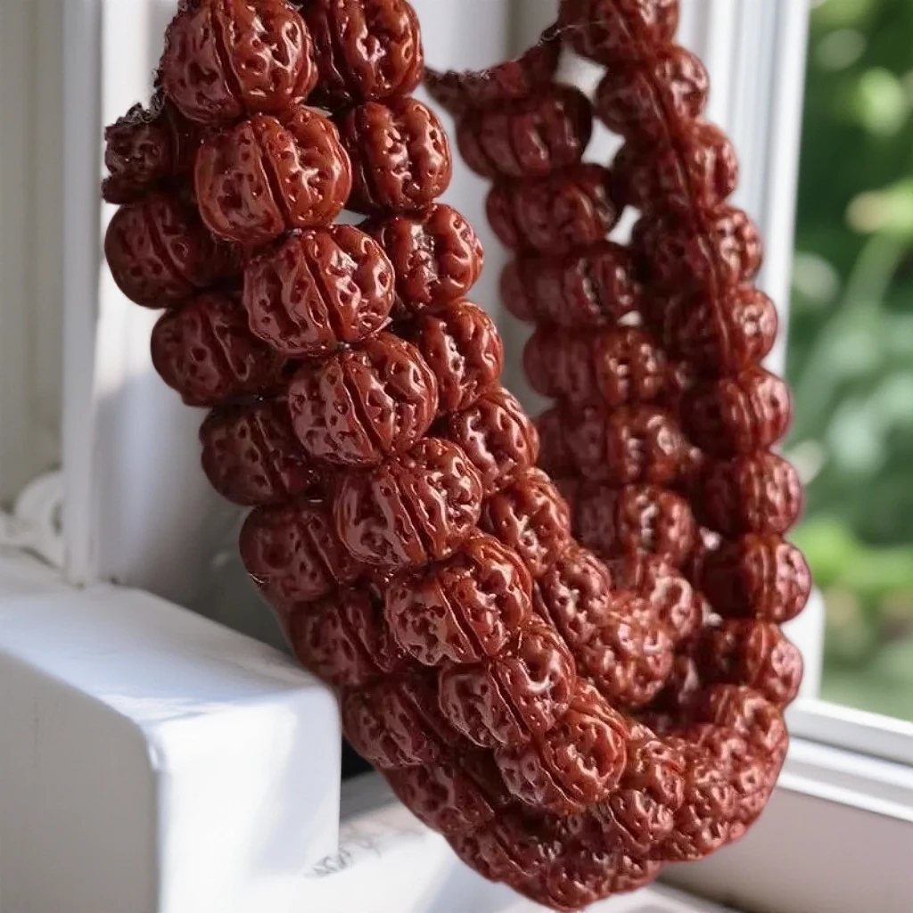 机刷玉化包浆树王籽108颗梅花矮桩手串双龙纹佛珠高密高油男女款