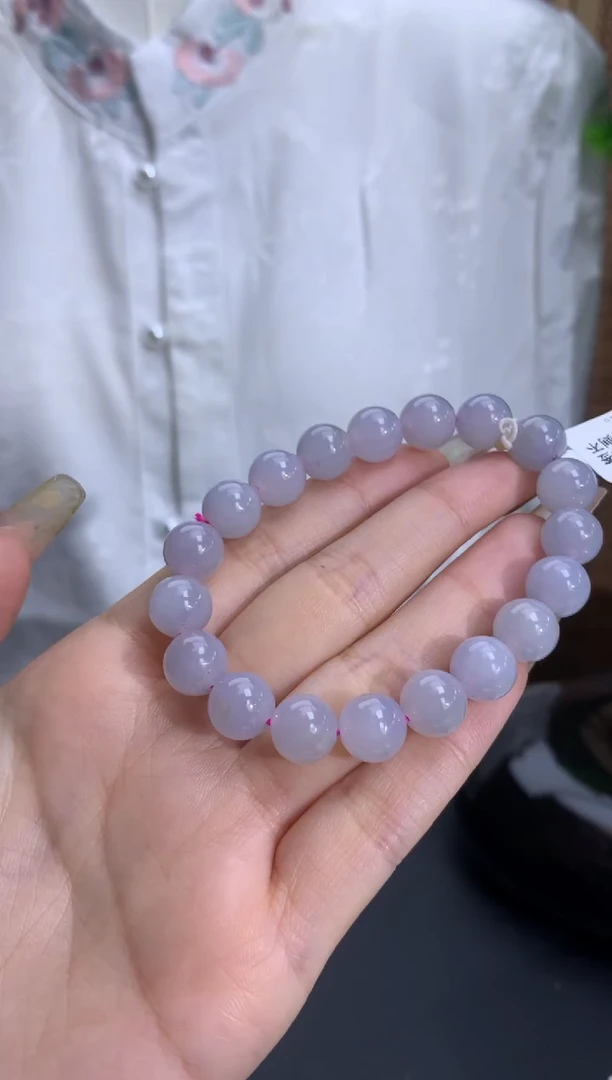 【闪购商品】翡翠手链未镶嵌冰润淡淡粉底 卡9.7mm