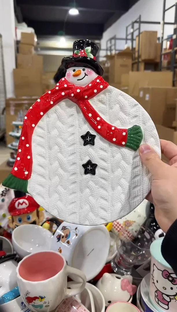 瓷片原盒雪人盘