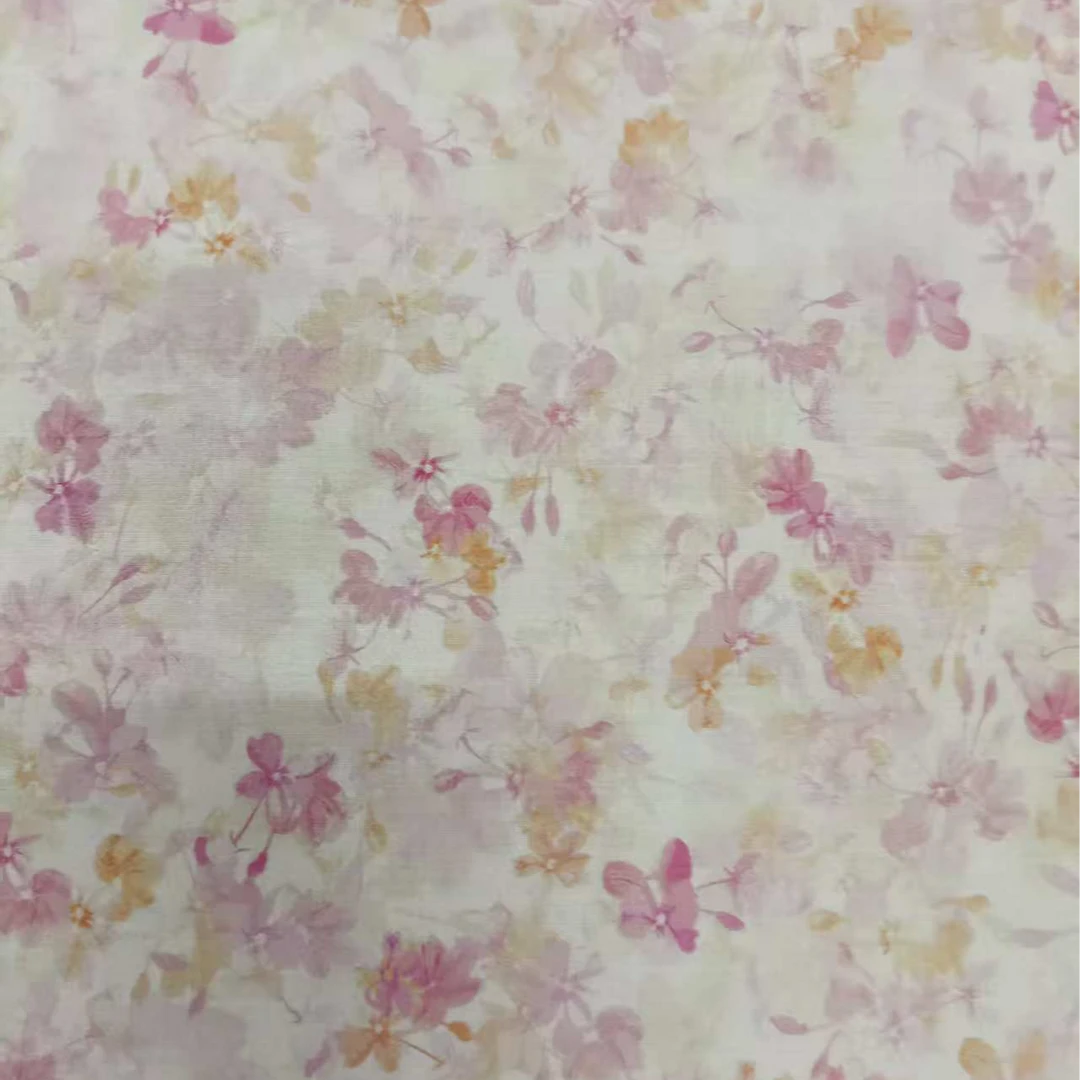 精梳棉绸清新粉花面料布料纯棉（不支持七天无理由退换）