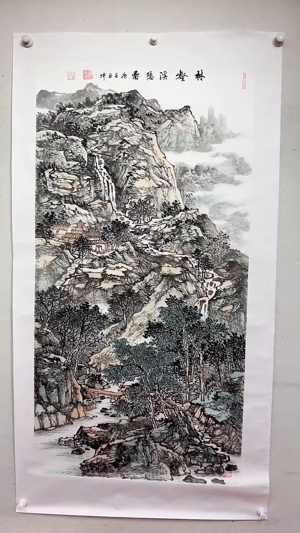 国画林壑溪隐图/4尺托底/谭正坤