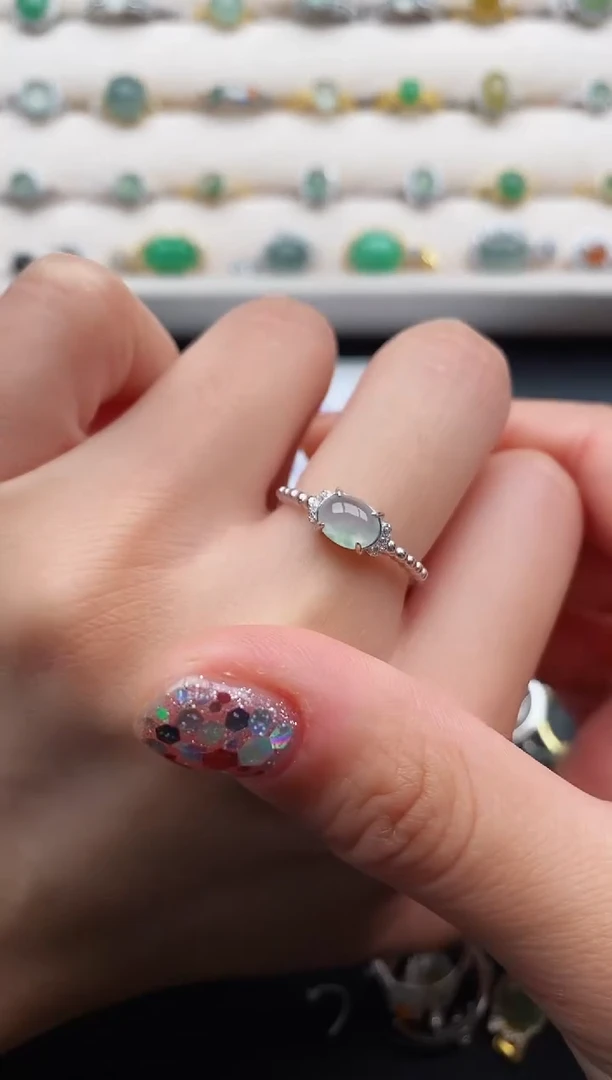 银S925镶嵌戒指翡翠1111111111+1