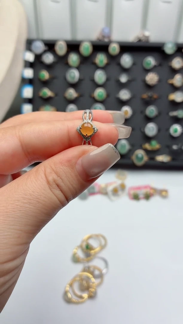 银S925镶嵌戒指翡翠.