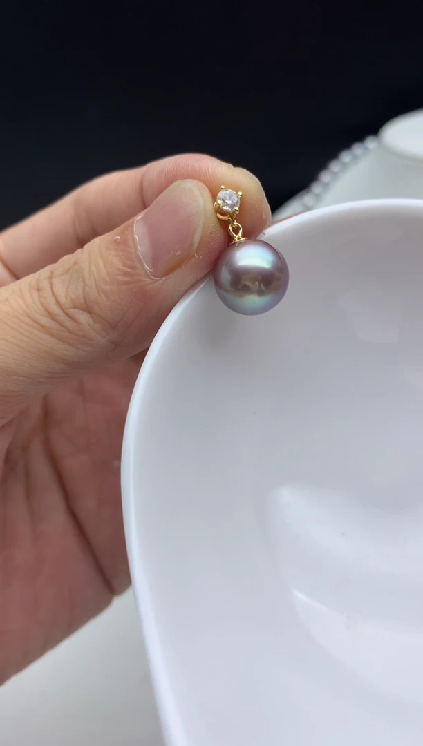 银S925镶嵌FF淡水珍珠紫珠吊坠（赠链）