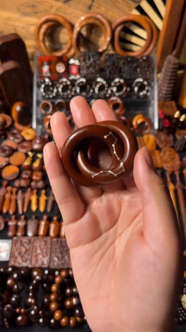 木雷击枣木 老料 镶银六七星 乾坤圈