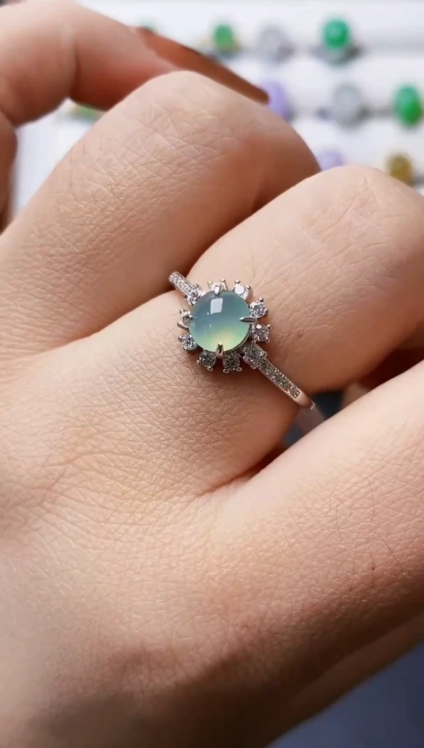 银S925镶嵌戒指翡翠0281