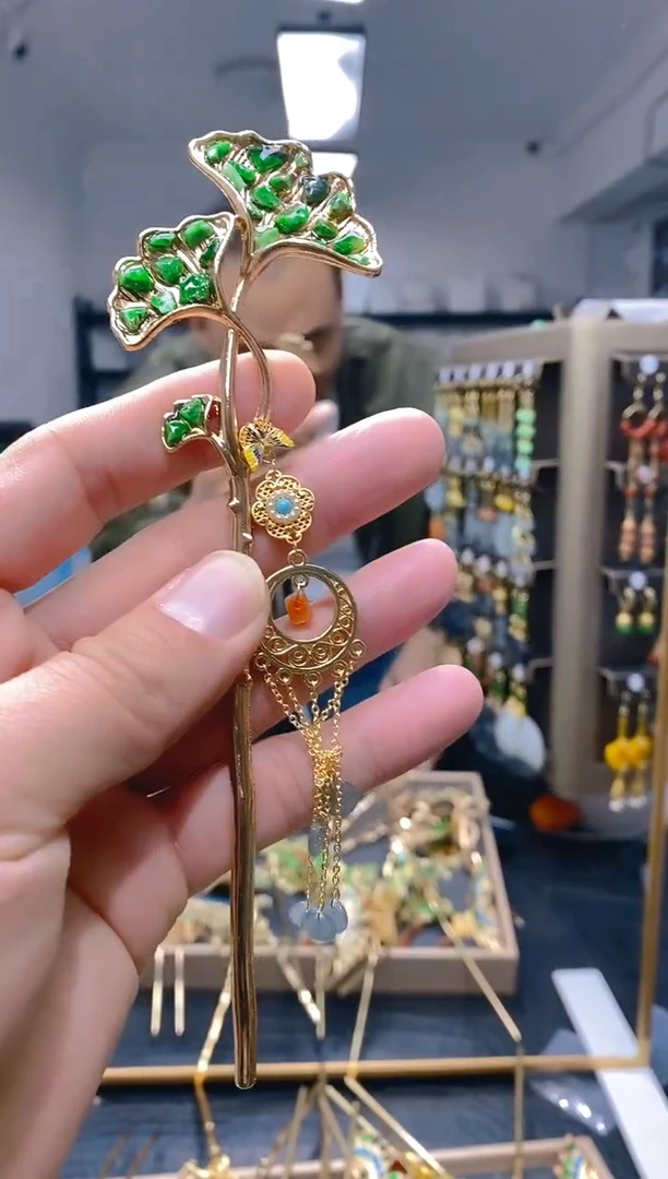 【闪购商品】翡翠耳饰合金50翡翠发簪