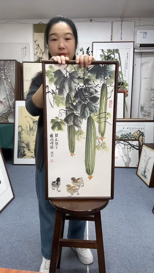 国画尺寸35*68实木画框京东包邮手绘