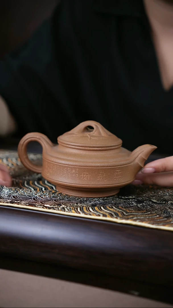 茶杯紫砂双线竹鼓改良款