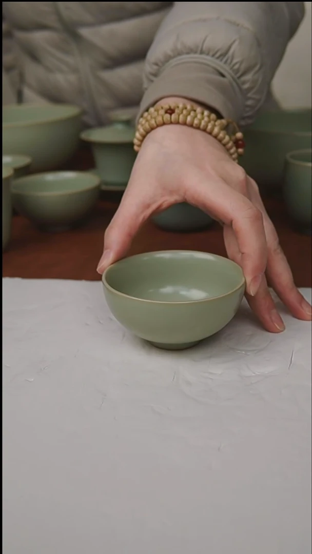 杯子瓷富山严选汝瓷，小茶碗