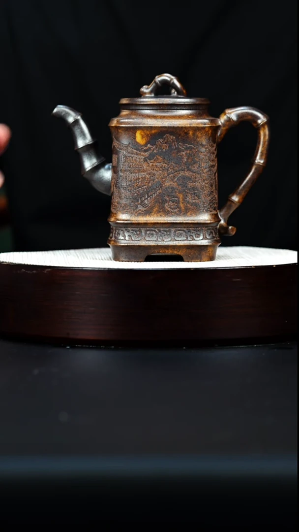 茶壶紫砂宜兴紫砂 四方 龙骨金砂