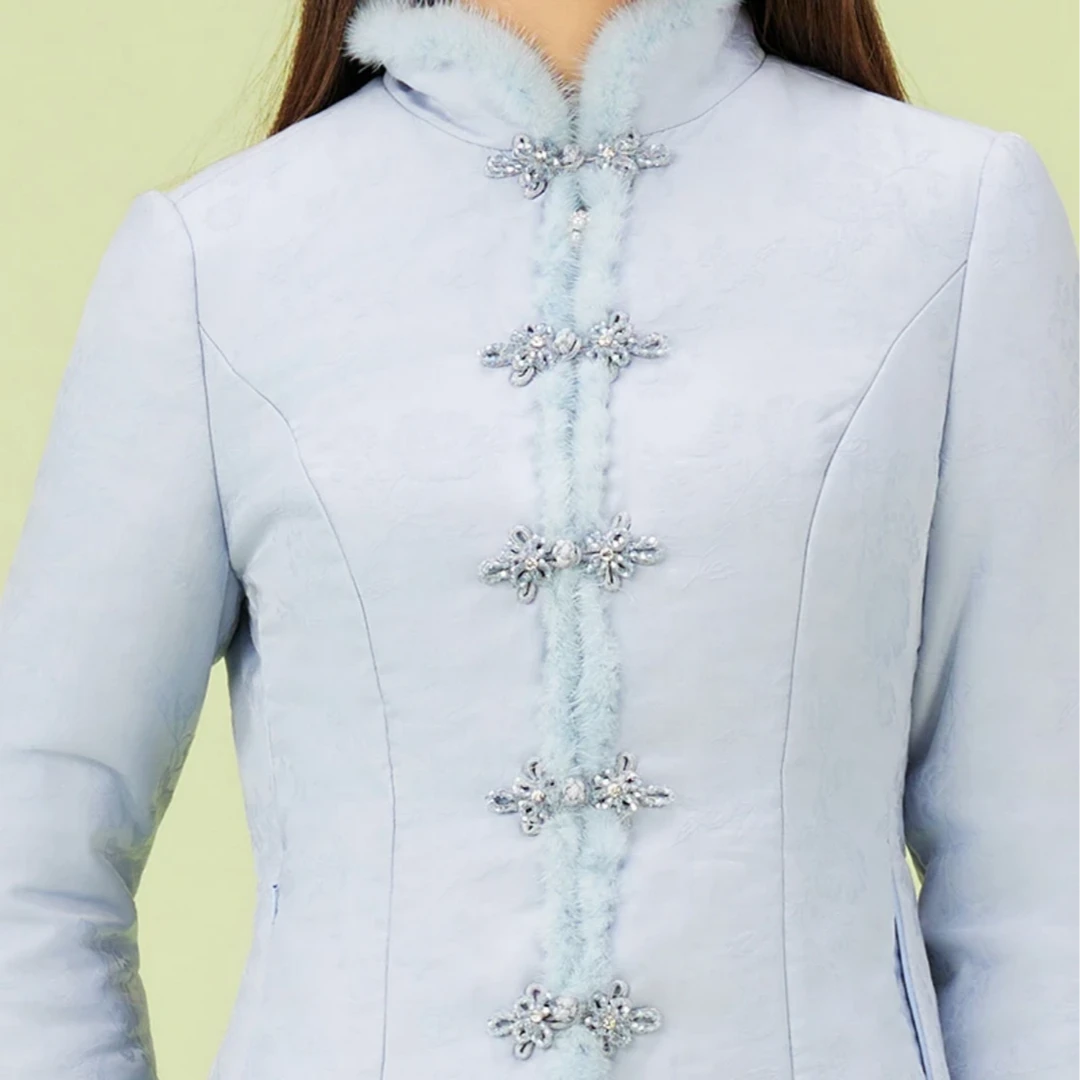 SUSSI/古色24秋冬商场同款新中式天丝提花棉衣高级感外套女