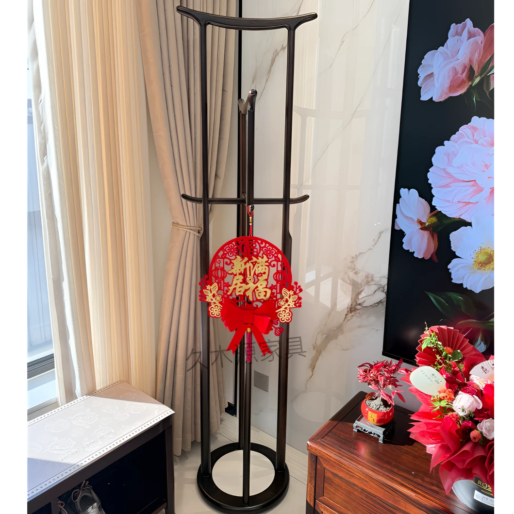 （久木源衣帽架）新中式黑檀木整体衣帽架立式落地家用衣服架挂衣架