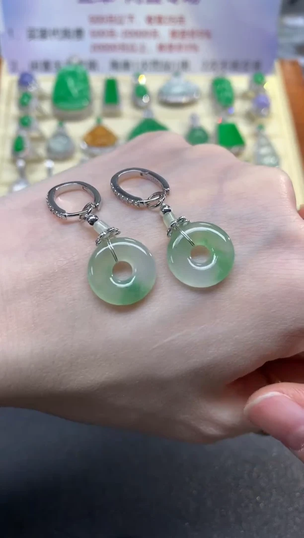 银S925镶嵌翡翠耳饰耳饰|600+30