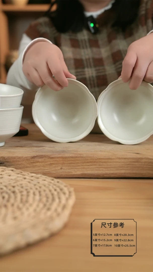 【闪购商品】白色的4.8英寸花边小圆碗2个