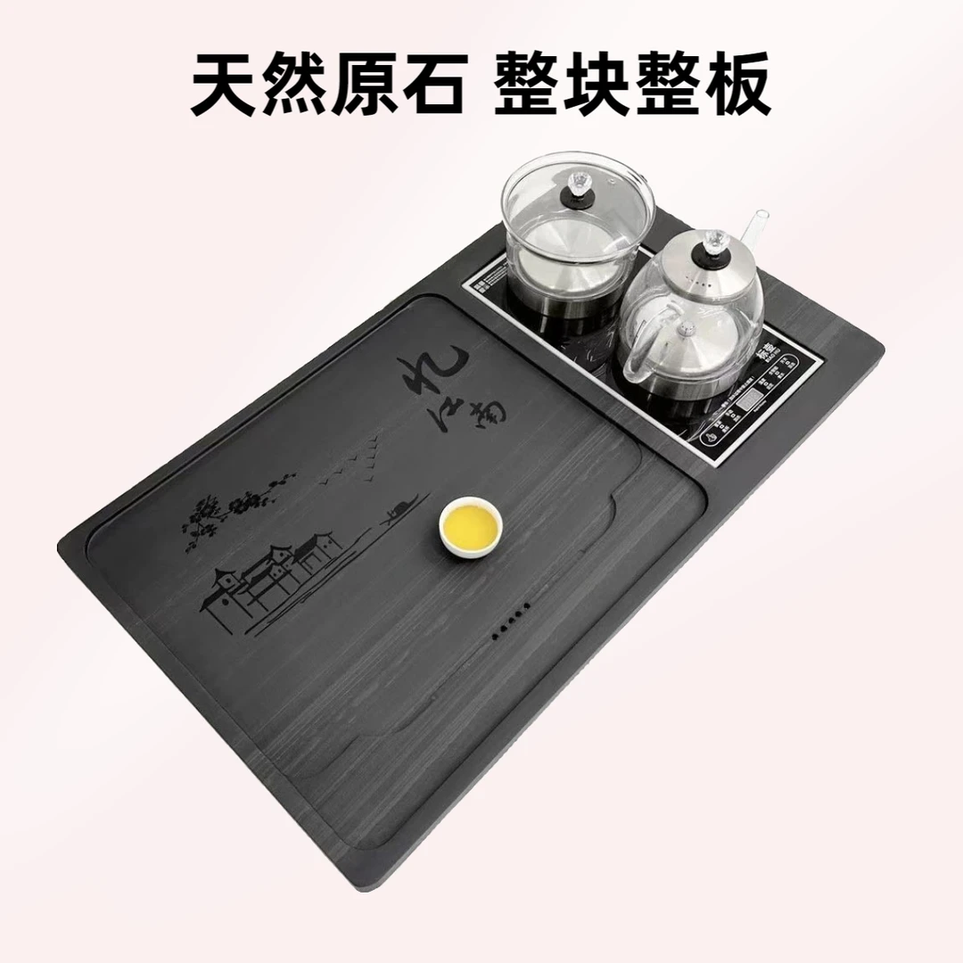 皇庭玉2025石材办公室家用茶盘带电炉一体自动上水功夫泡茶台