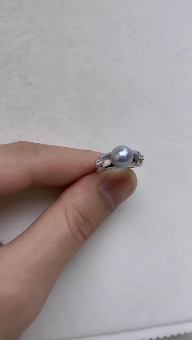 银S925镶嵌戒指海水珍珠